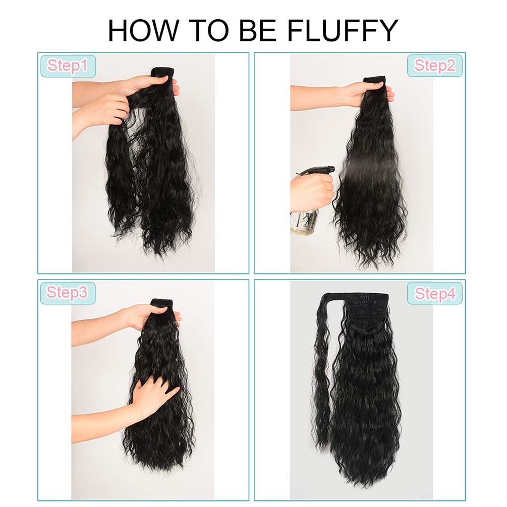 Elegant 22 Inch Corn Wave Curly Clip-In Ponytail Extension – Synthetic Hairpiece