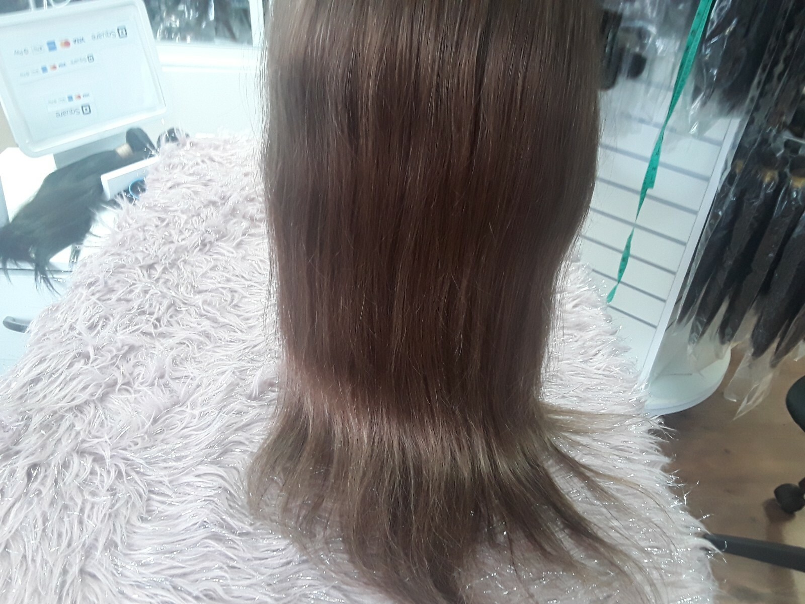 12A 22″BRAZILIAN GLUELESS SILK BASE TOP FULL LACE WIG STRAIGHT COLOR 6# 180% DEN
