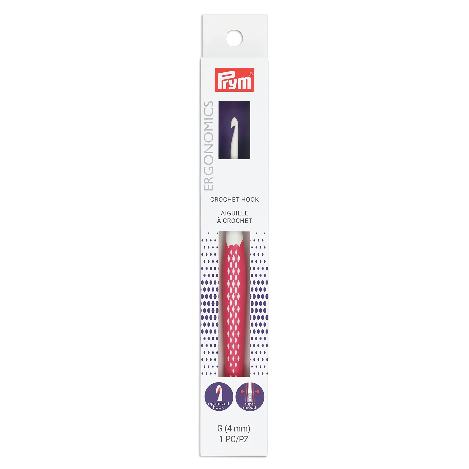 Prym Crochet Hook G, Size G6/4mm, Rubber handle G (4 mm), G6/4mm