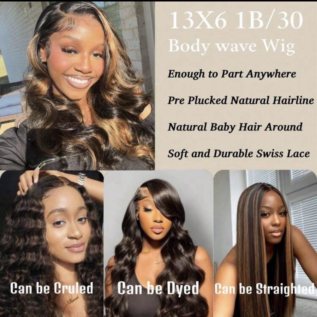 Ombre Lace Front Wigs Human Hair S1/30 / 200Density 13*6 / 18 inch