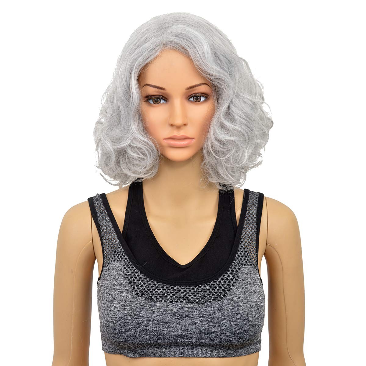 Short Curly Silver Gray Wigs for Old Lady Costume for Women and Grandma Arty …