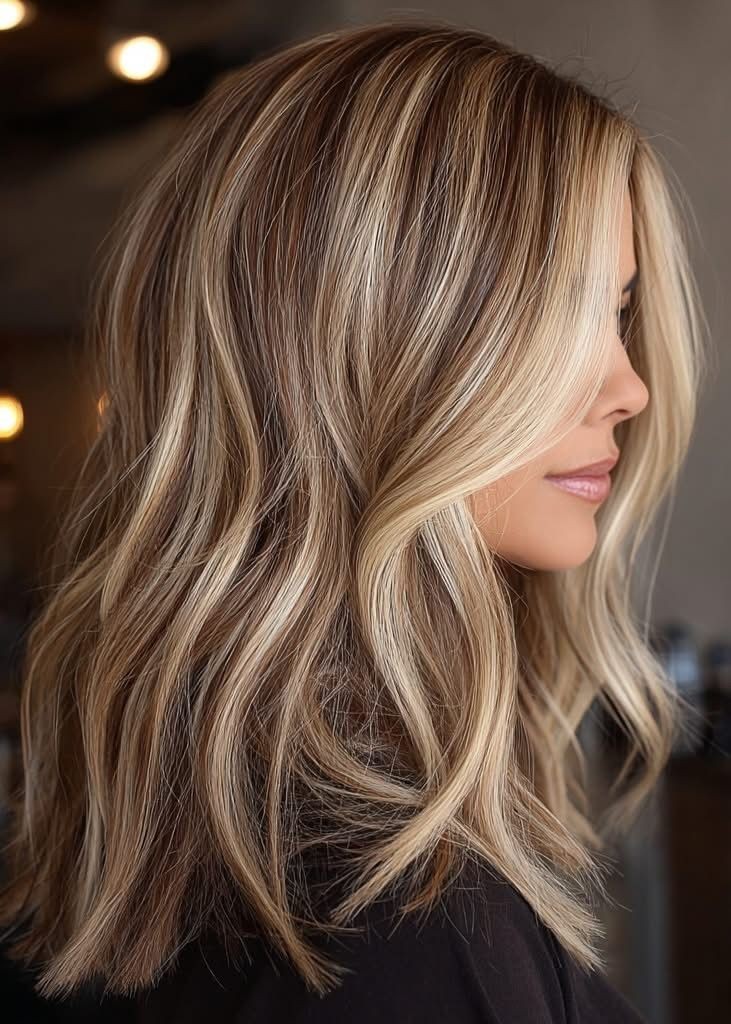 Balayage Chestnut Brown with Blonde Highlight 100% Human Hair Lace Front Wigs