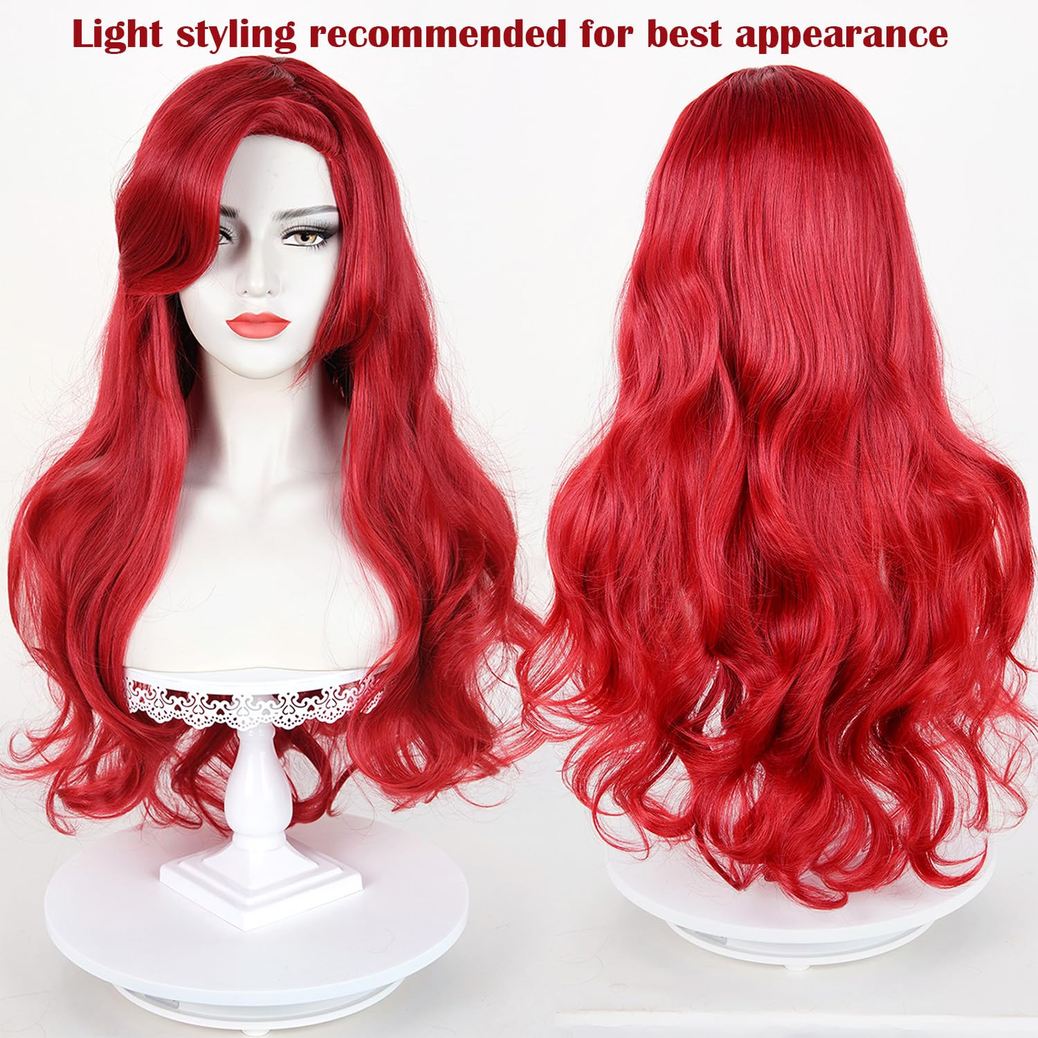 Red Curly Wig, Max Beauty Red Mermaid Cosplay Wigs for Woman with Starfish Hair