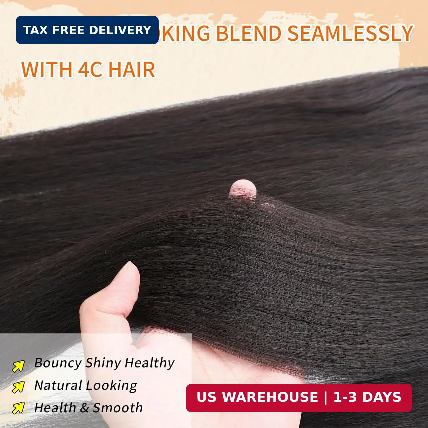6 Bundles Yaki straight bundles hair,Human Blend Synthetic Hair Yaki Straight fo