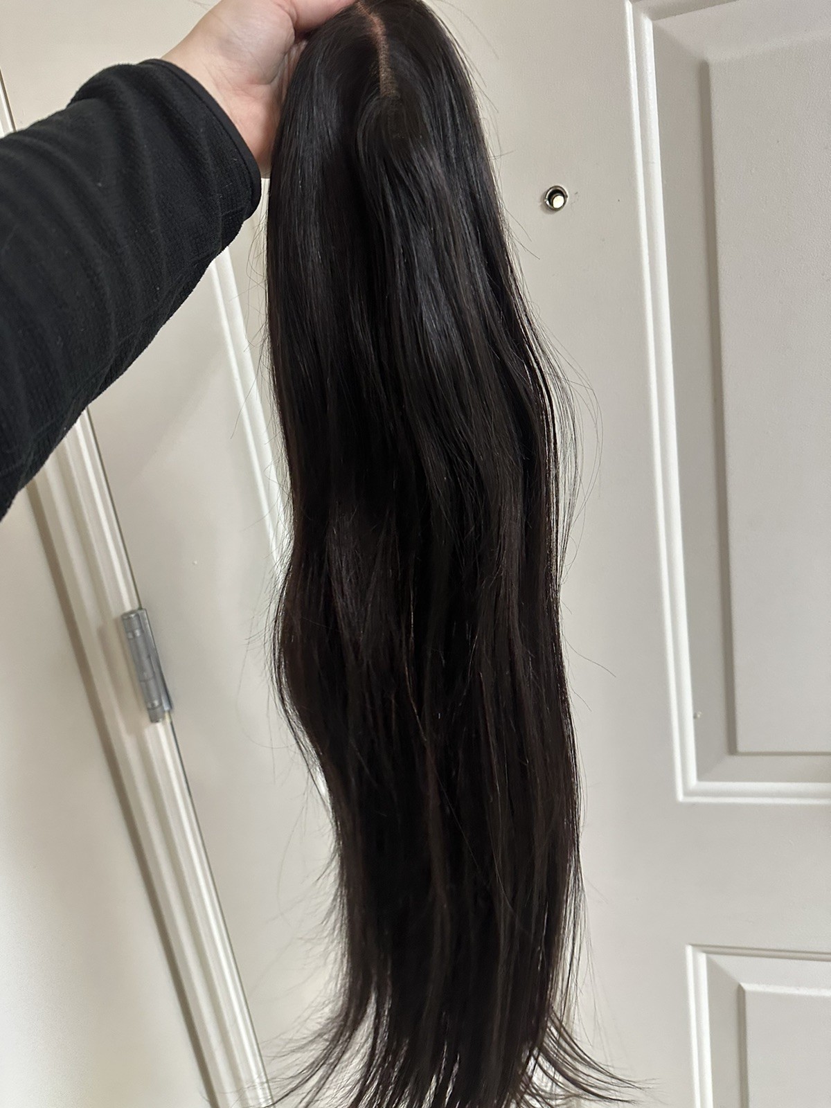 Rare Hand Tied Silk Top Full Lace Wig Human Hair Deep Brown 26in NEW