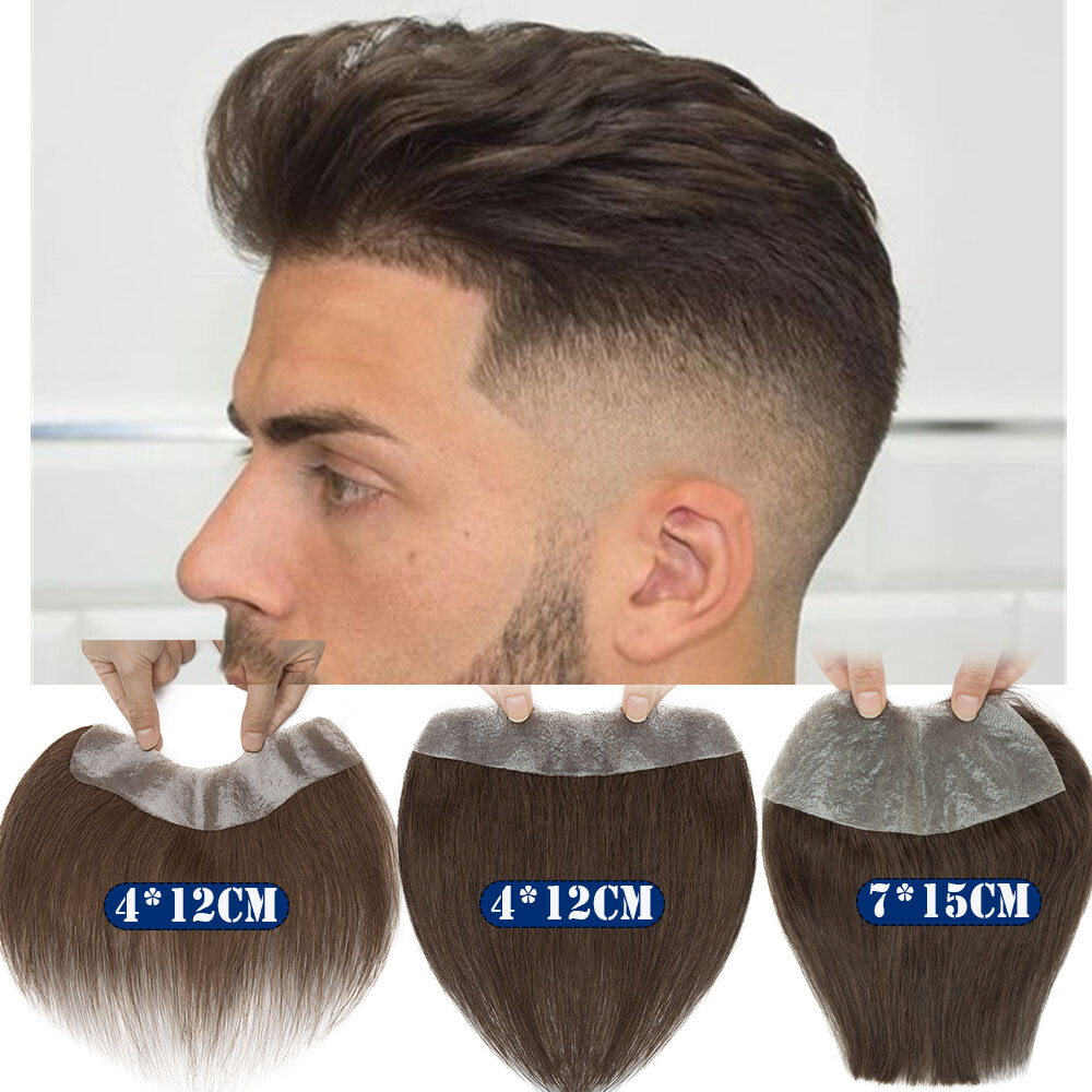 Natural Forehead Hairline Thin Skin PU Toupee Topper Men Human Hair Hairpiece 9A