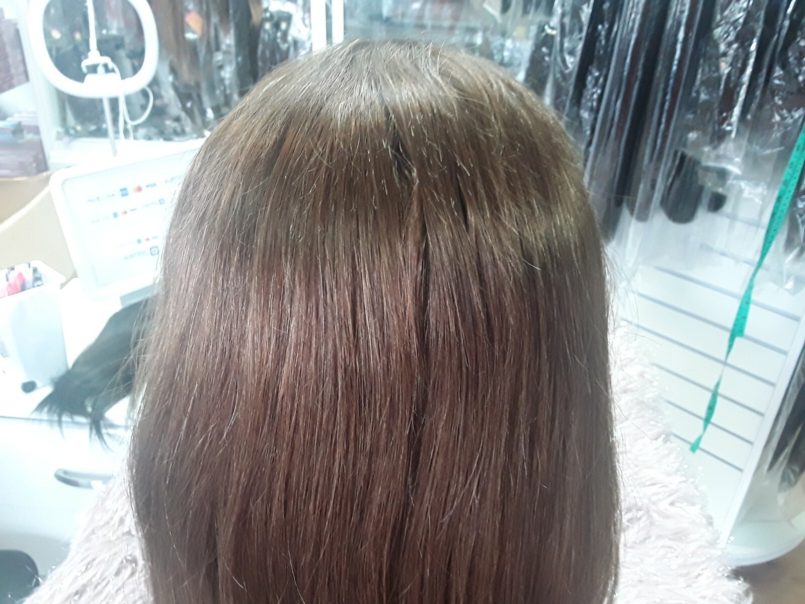 12A 22″BRAZILIAN GLUELESS SILK BASE TOP FULL LACE WIG STRAIGHT COLOR 6# 180% DEN