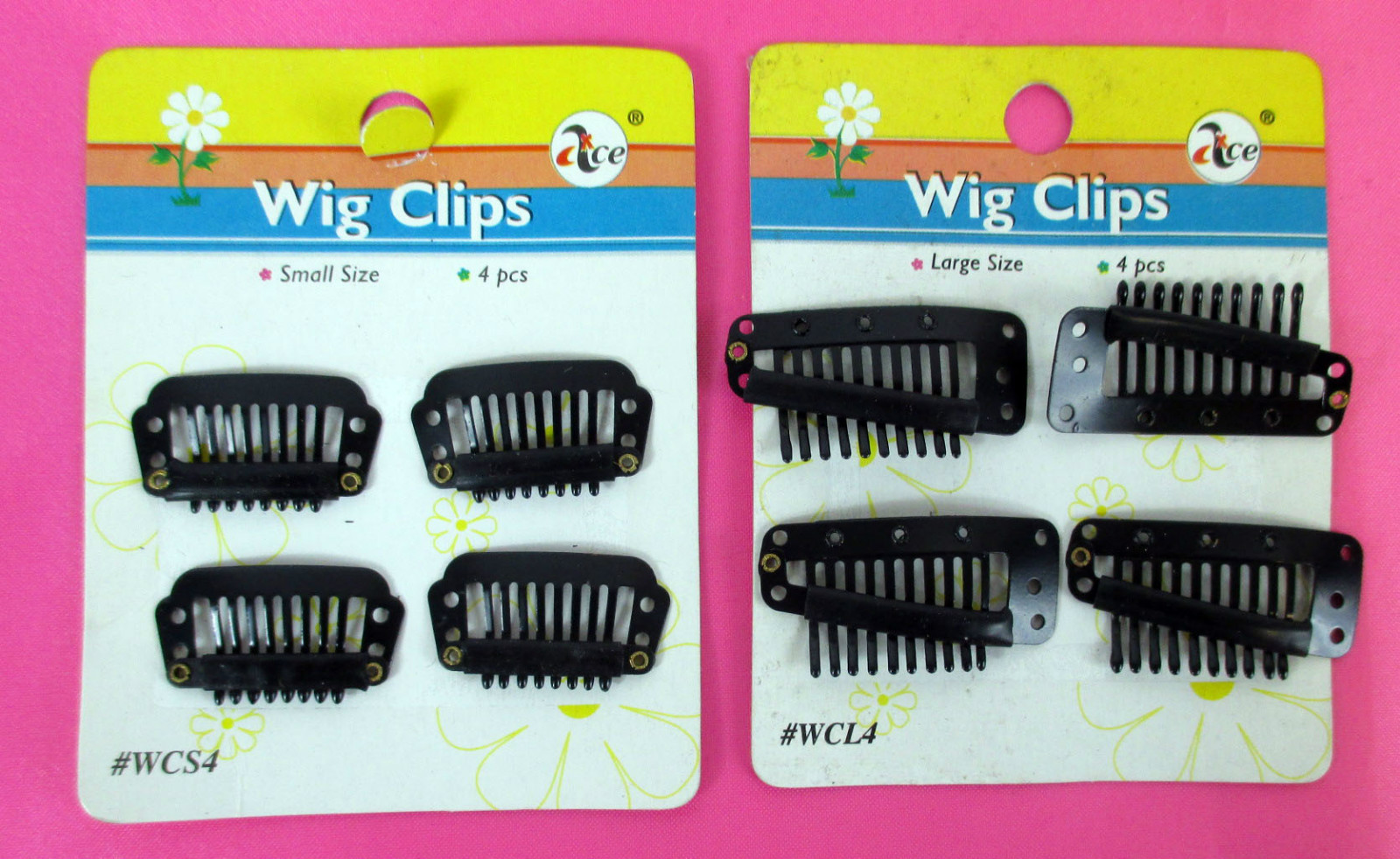 LOT OF 2 PACK–HAIR EXTENTION BLACK WIG CLIPS ( 4PC/PACK)