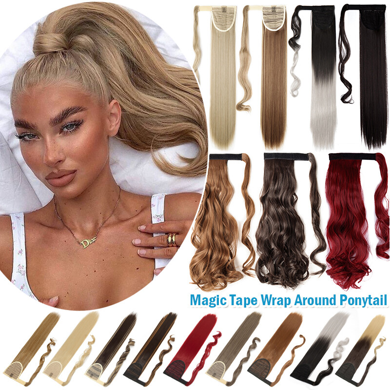 Lady Thick Ponytail Clip In as Human Hair Extensions Wrap on False NEW Pony Tail