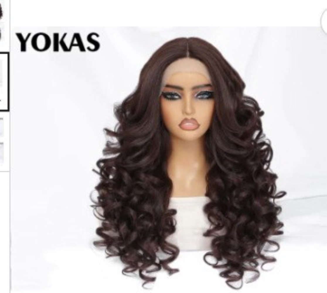 24 Inch Thick Long Curly Glueless Lace Full Head Wig For Women Synthetic Hair