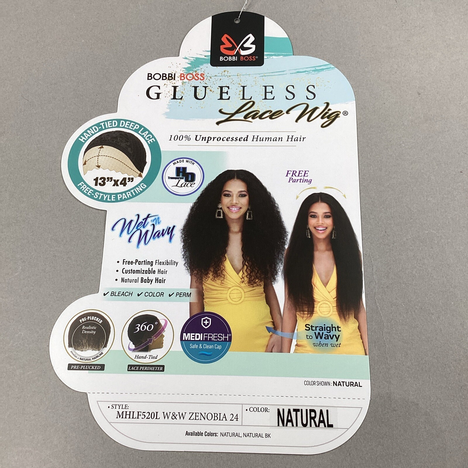 W&W Zenobia 24 #Natural Glueless Wet & Wavy 100% Human Hair Lace Wig