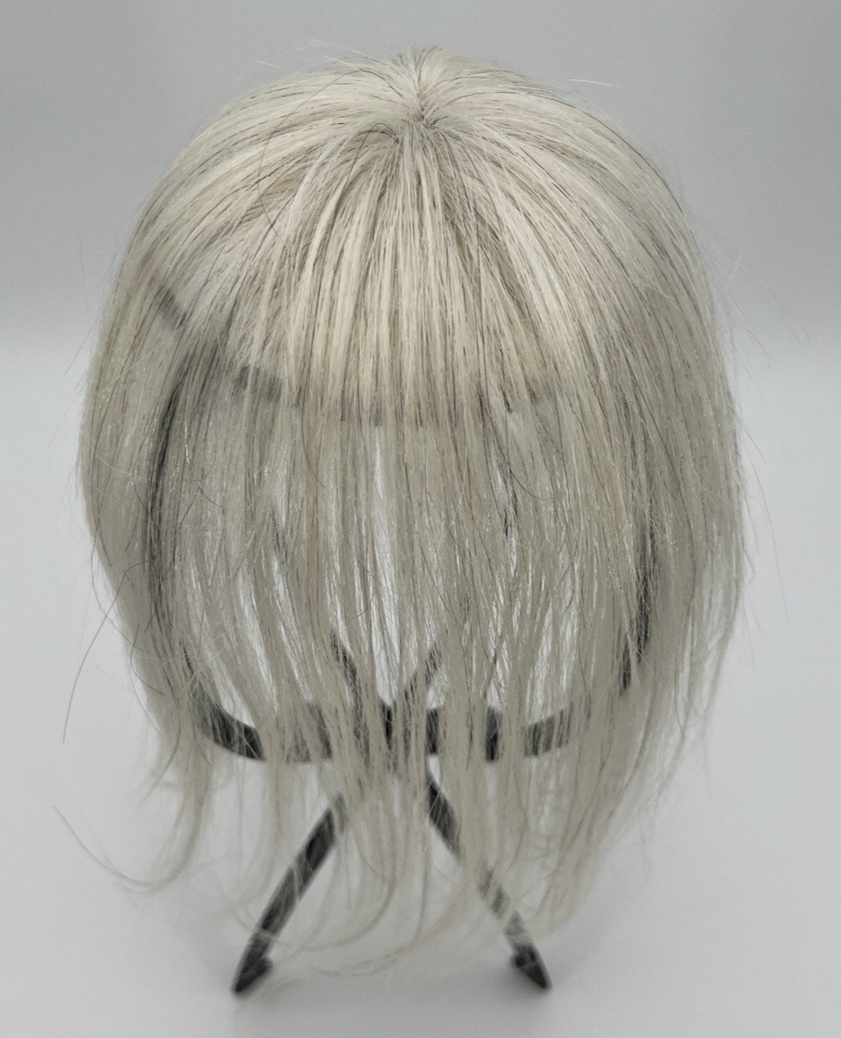 Silver White Black Strands Light Wispy Bangs 10in Women 100% Human Hair Topper