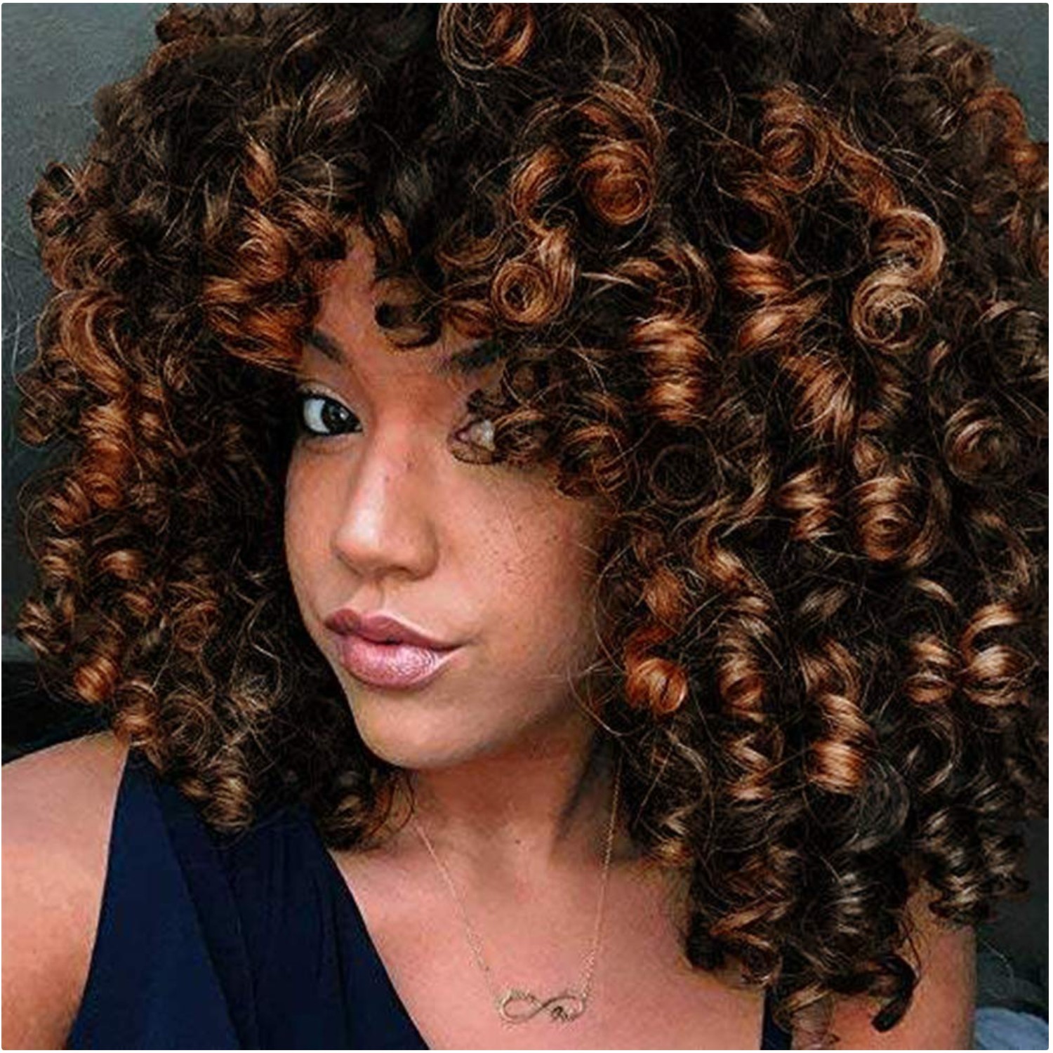 Heat Resistant Kinky Curly Wig for Black Women – Natural Ombre Brown Style