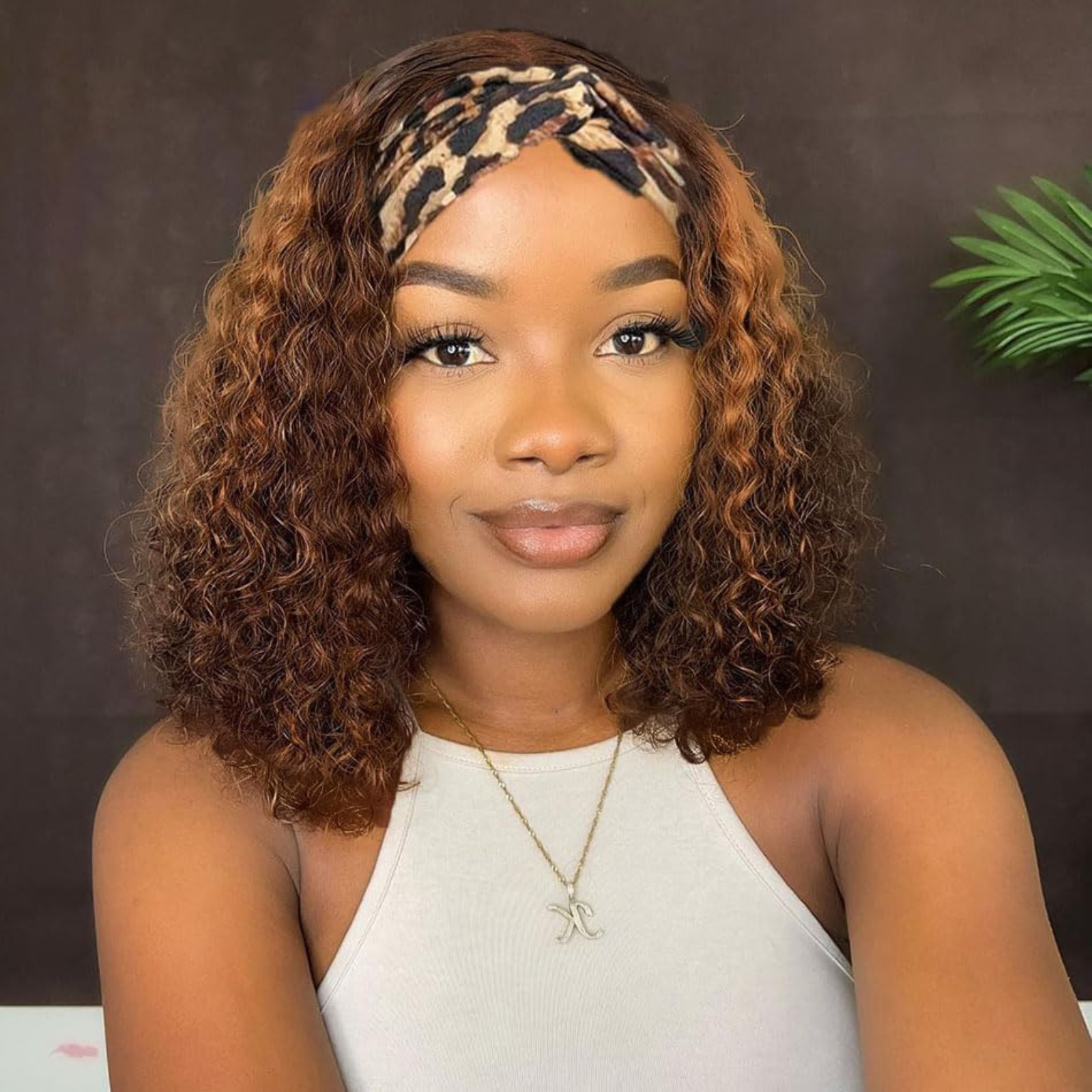 Ombre Deep Wave Headband Wig Human Hair #4/27 Curly for Black Women Human 150% D