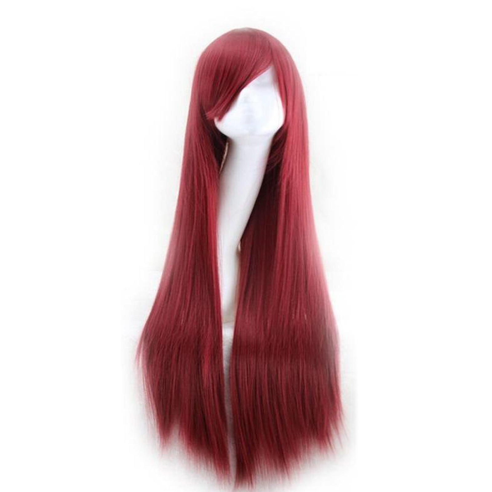 Wine Red 80cm Fashion Long Straight Wig High Temperature Silk Cos Animation Wig