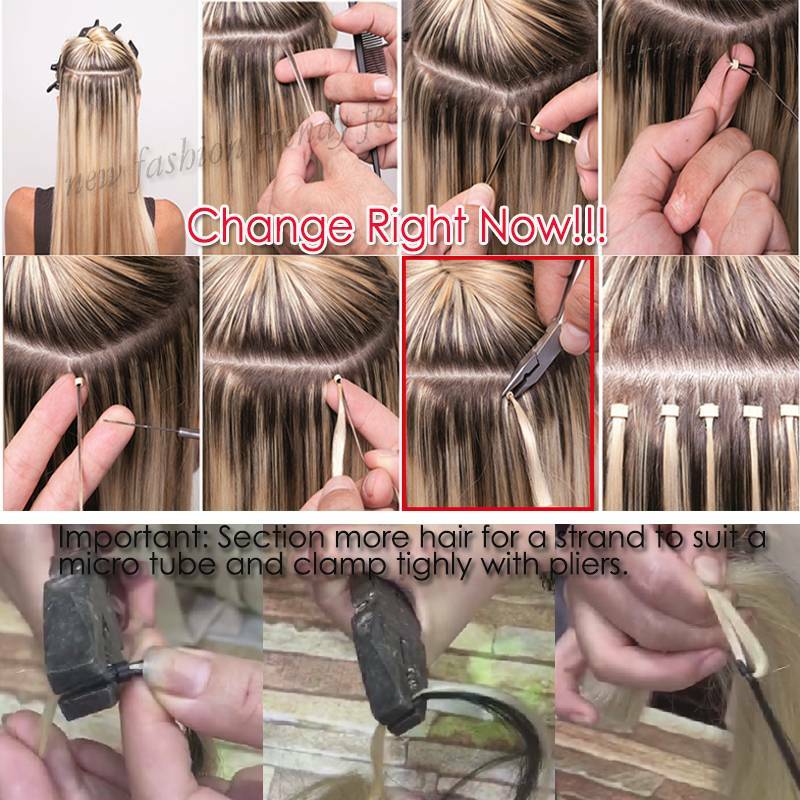 300S THICK Russian Human Remy Loop Micro Ring Tips Beads Hair Extensions Blonde