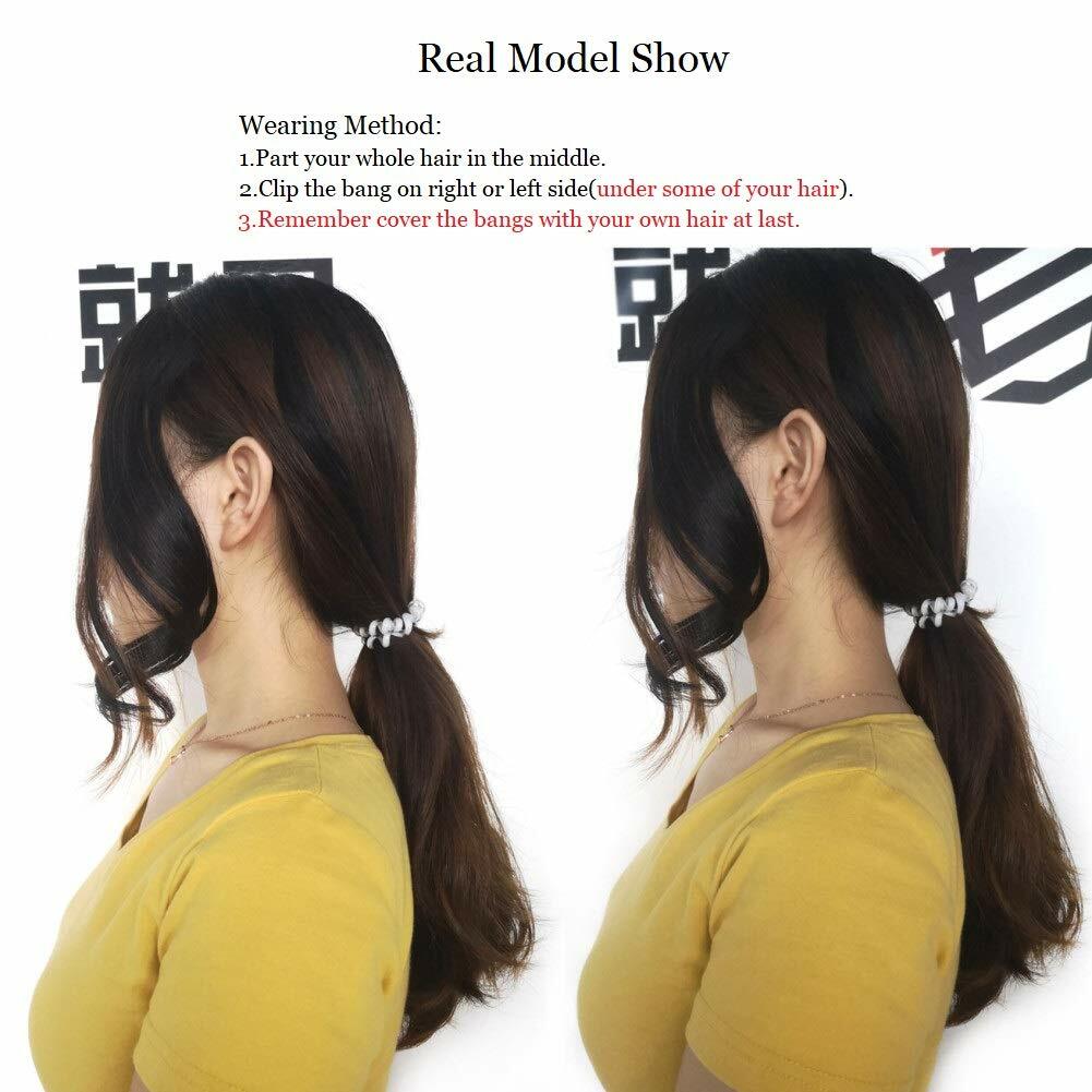 Wavy Side Bangs 100% Remy Human Hair Fringe Front Bangs Clip in Hair Extensions