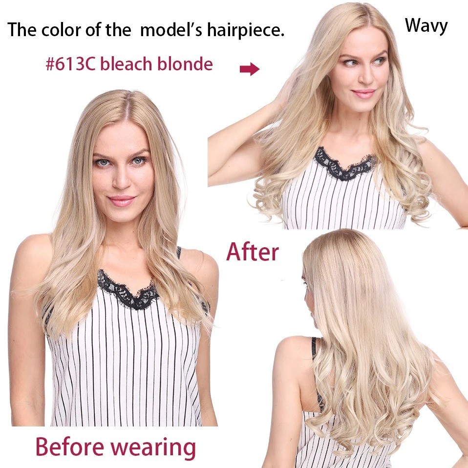 100% Real Natural as Human Invisible Wire in Hair Extensions One Piece & Ring US
