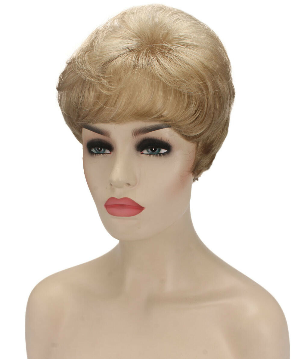 Ava – Straight Kanekalon Synthetic Fiber Full Wig, 1.5 – 4.5 in, Honey Blonde
