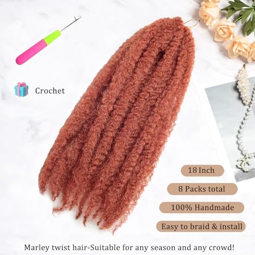 Marley Twist Braiding Hair 18 inch Afro Kinky Curly Crochet Braids 8 Packs