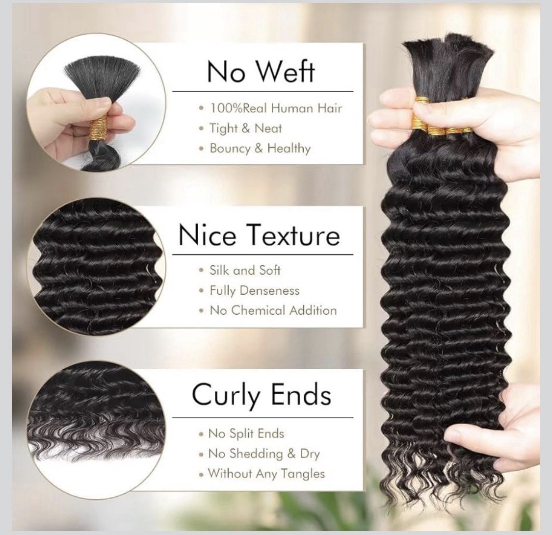 Morgenstar Hair Brazilian Deep Wave Extensions Natural Black 14-24in 6 Bundles