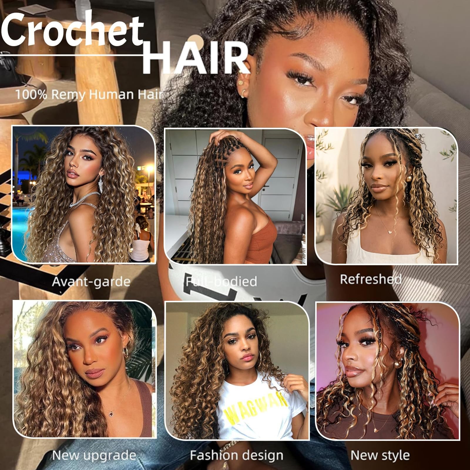 Smartinnov Ombre Crochet Human Hair Extensions 22 Inch Micro Pre Looped Burmese