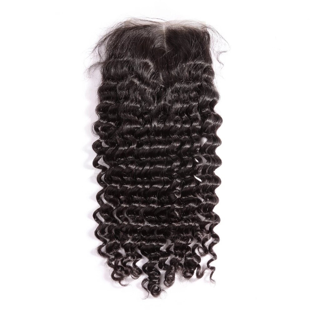 5×5 Silk Base Lace Closure Kinky Curly Silk Top Human Hair Closure Middle Part