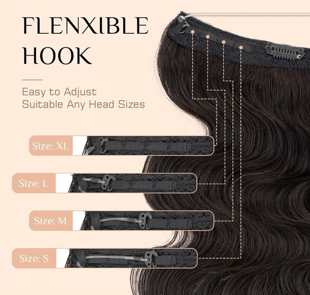 Rich Choices Halo Extensions Real Human Hair Wave Wire In Wavy Natural Black 1B