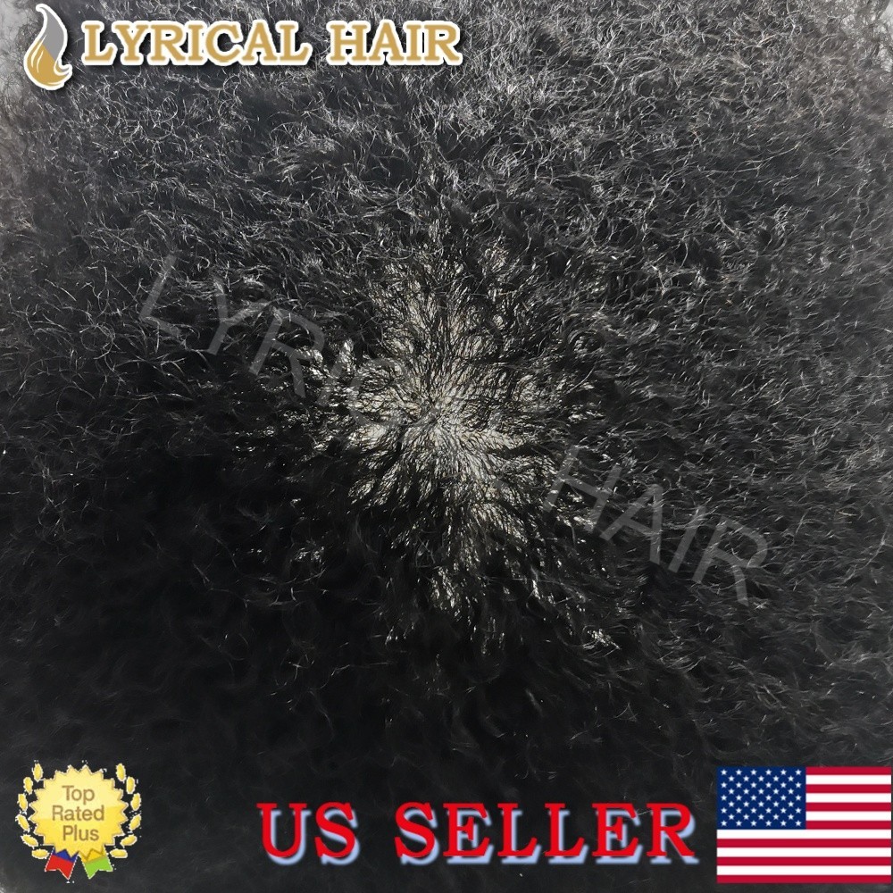 Lyrical Hair Afro Toupee For Black Men Human Hair Natural Curly Mens Hairpiece