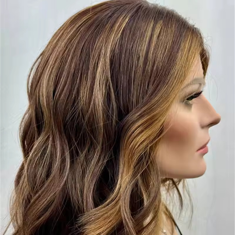 Ombre Honey Brown Blonde Highlight Balayage Lace Front 100% Human Hair Wigs 13×4