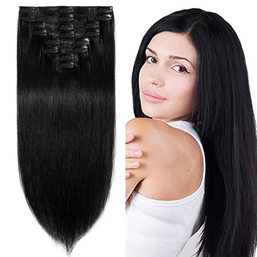Clip In On Human Hair Extensions Double Weft Weaving Remy Indian Thick Clip Hair