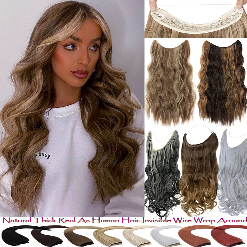 One Piece THICK 100% Real Natural Clip in Hair Extension Full Head as human Wavy