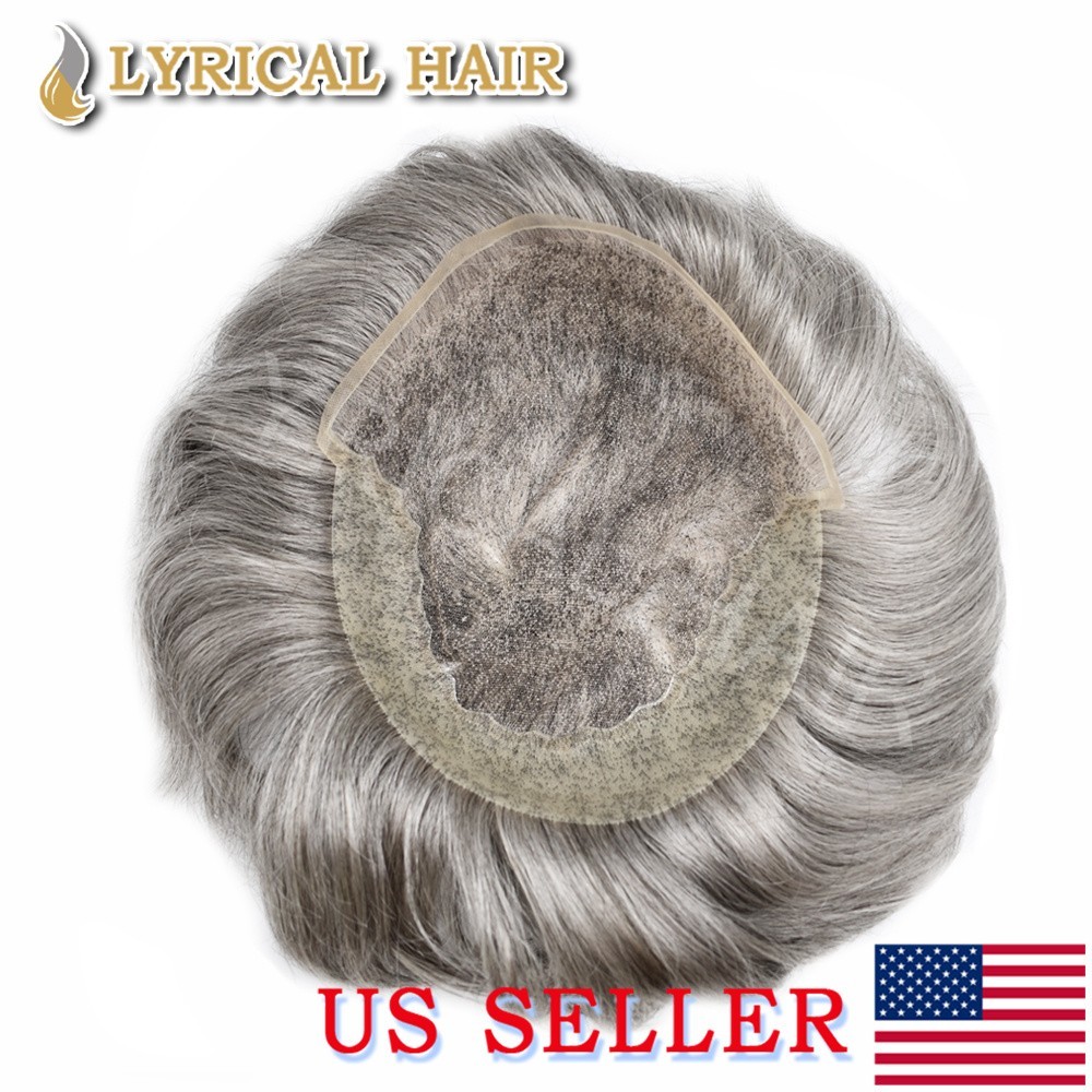 Lyrical Hair Mens Toupee Lace Front Human Hair Thin PU Skin Natural Hair System