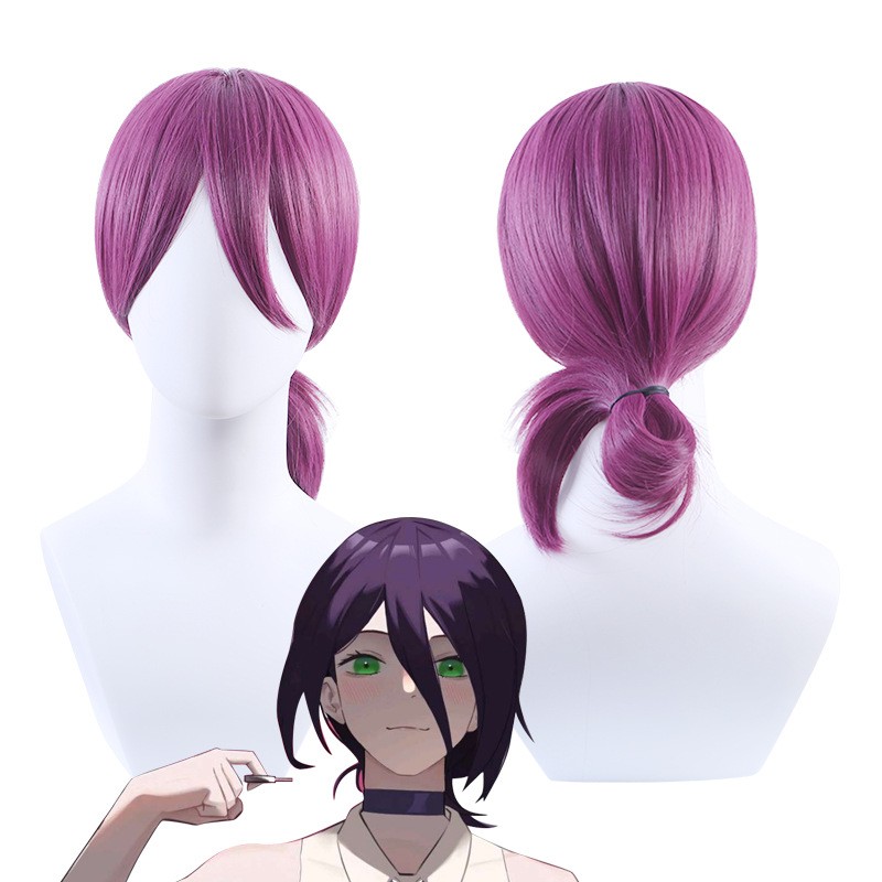 Chainsaw Man Reze Bomb Devil Purple Short Pigtails Wig Heat Resistant Cosplay