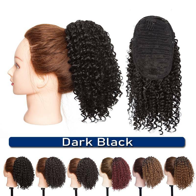 Large Kinky Curly Drawstring Ponytail One-Piece Clip In Hair Extension for Human