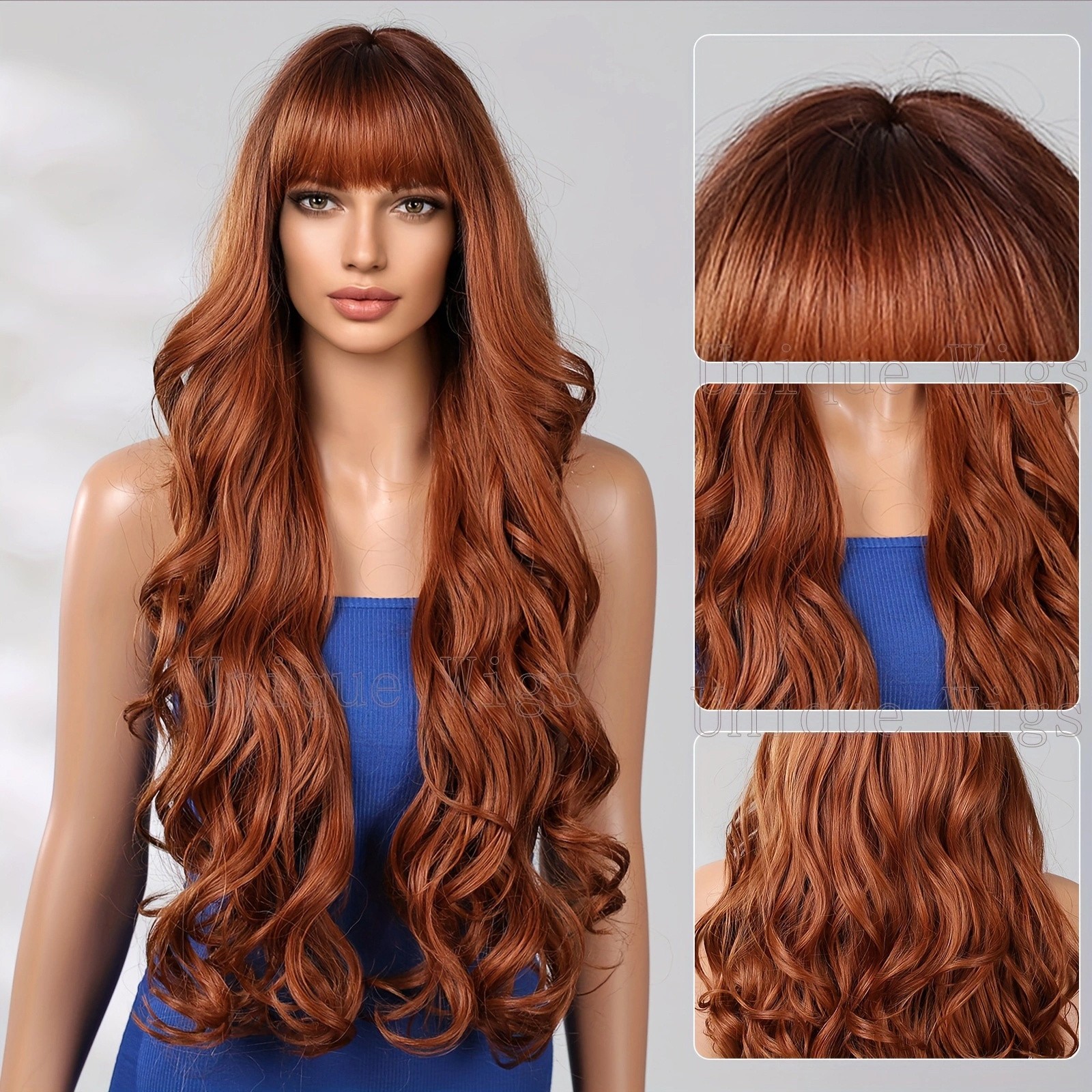 30 Inch Long Curly Wig Ombre Blonde Red Synthetic Wigs Heat Resistant Hairpiece