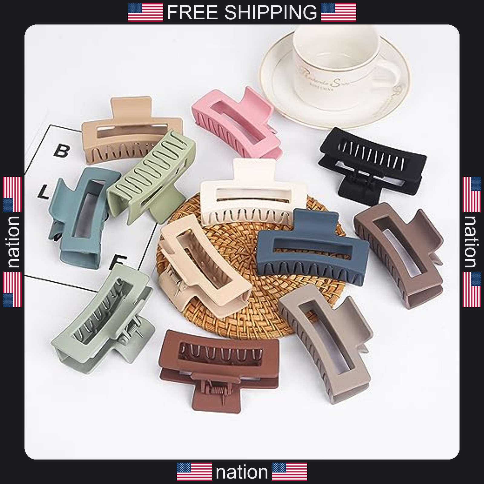 12 Pack medium hair claw clips 3.5 inch strong hold non-slip for women