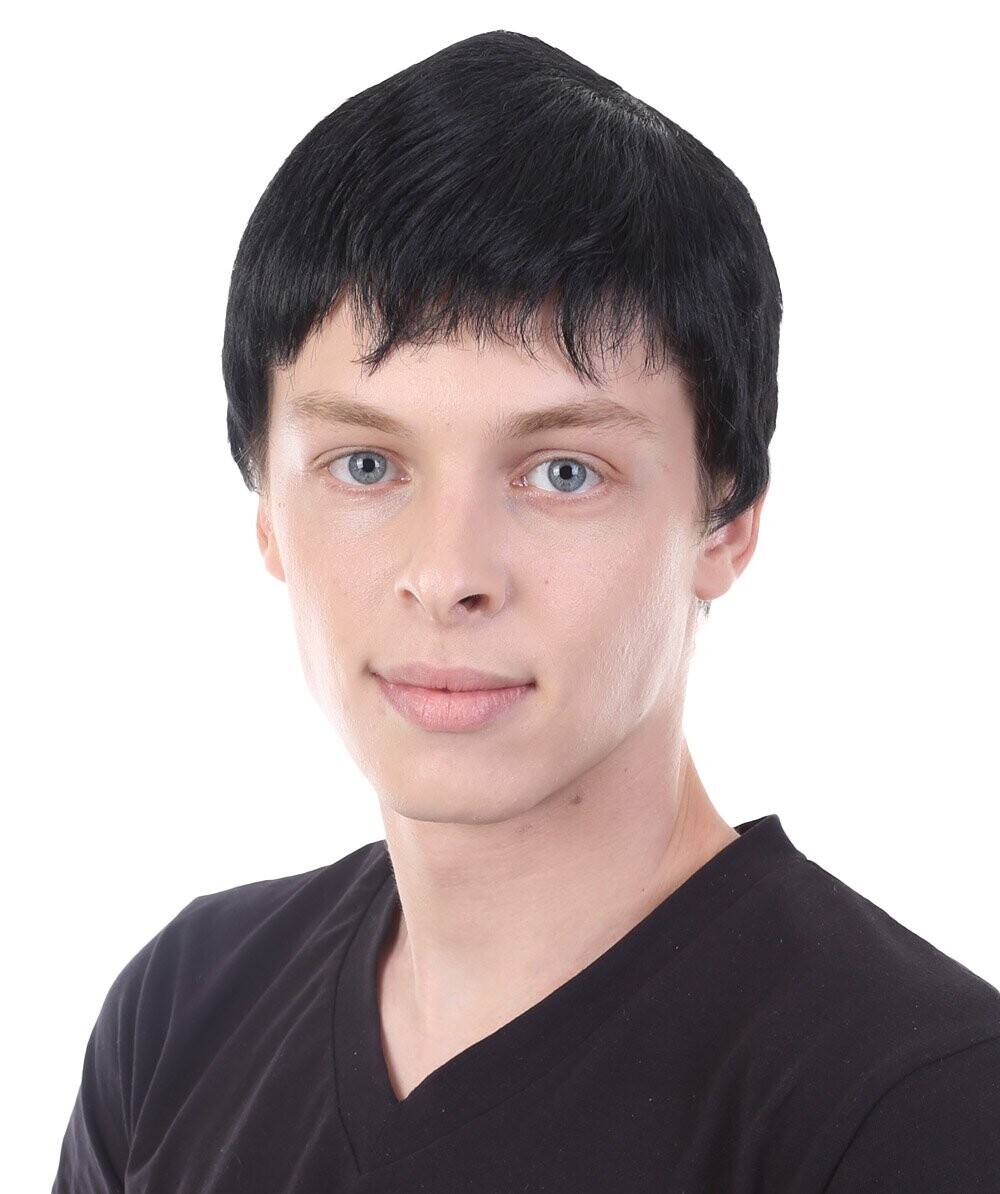 Adult Men’s Movie Wig, Black TV/Movie Wigs, Premium Breathable Capless Cap