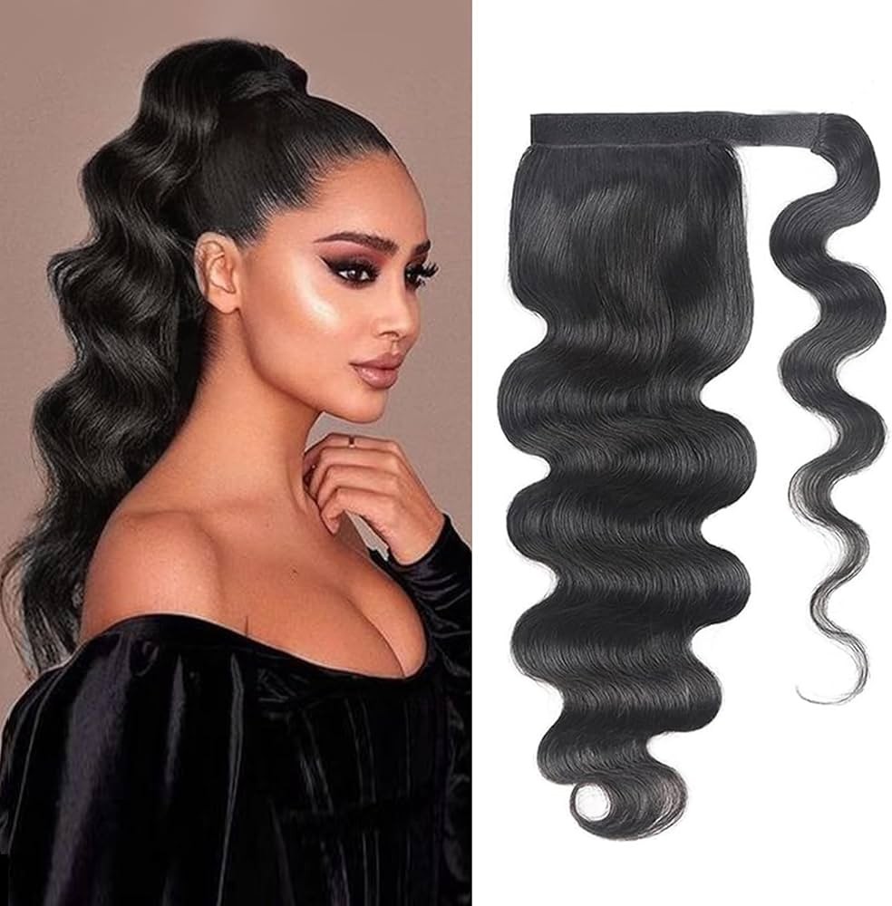 Wrap Around Clip In Ponytail 100 Human Hair Deep Wave Straight
