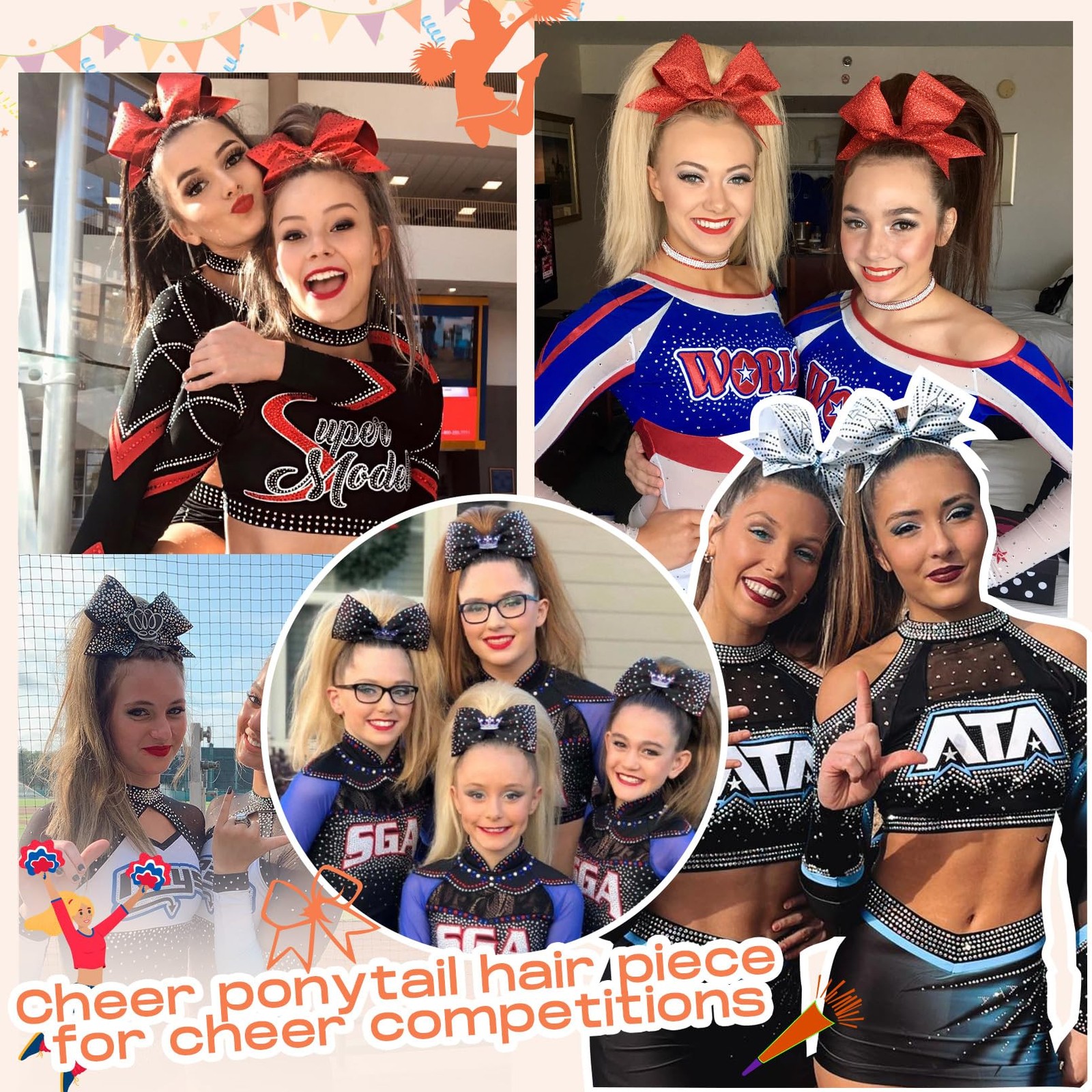 Seikea Cheer Ponytail Hair Piece 16 Straight Cheerleader Ponytail Extension For