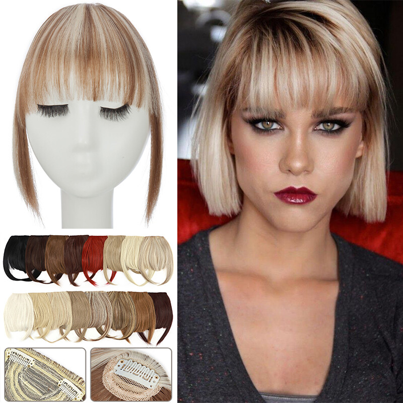 Thin/Thick Fringe Bangs 100% As Remy Human Hair Extensions Clip Hairpiece French