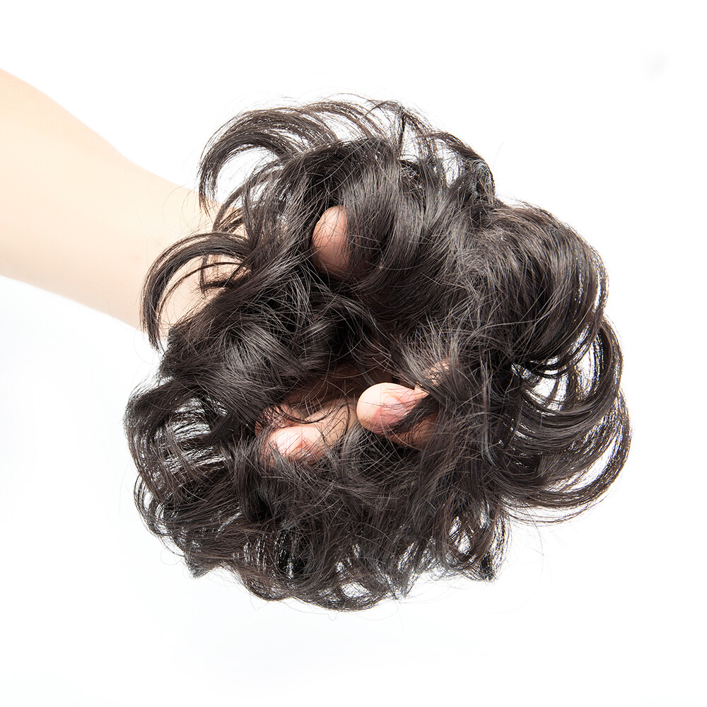 Hair Scrunchie Elastic Hair Bun Wavy Curly Messy Donut Tweezer Hair Extension