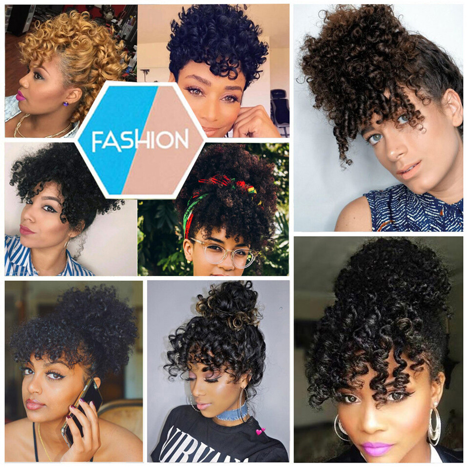 Clips on Jerry Curly Hair Bangs Clip in 100% Human Hair Front Bangs For Women
