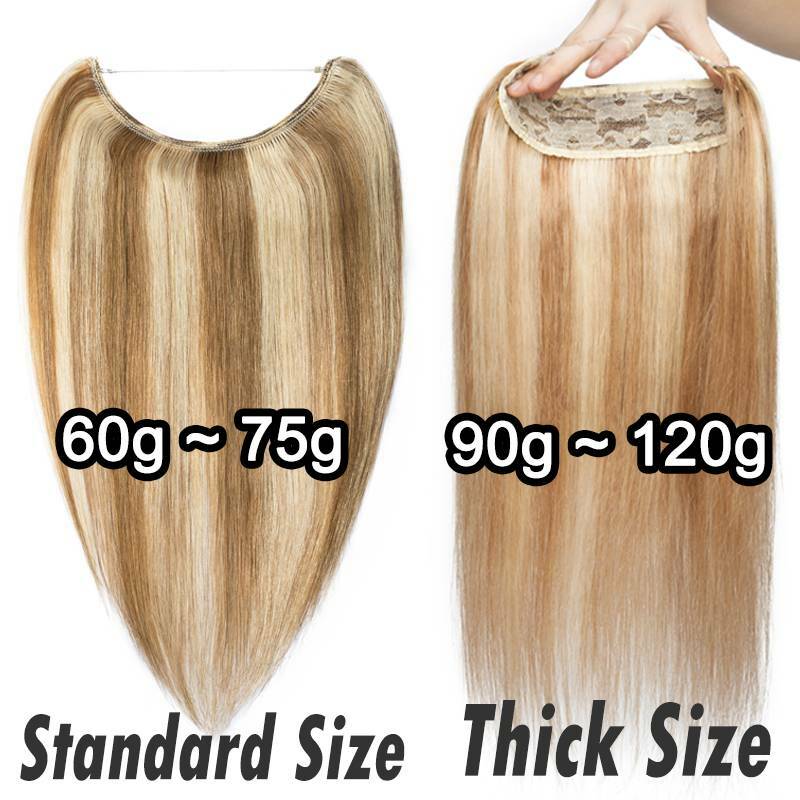 Thick Hidden Weft Wire In One Piece Remy Human Hair Extensions No Clip Balayage