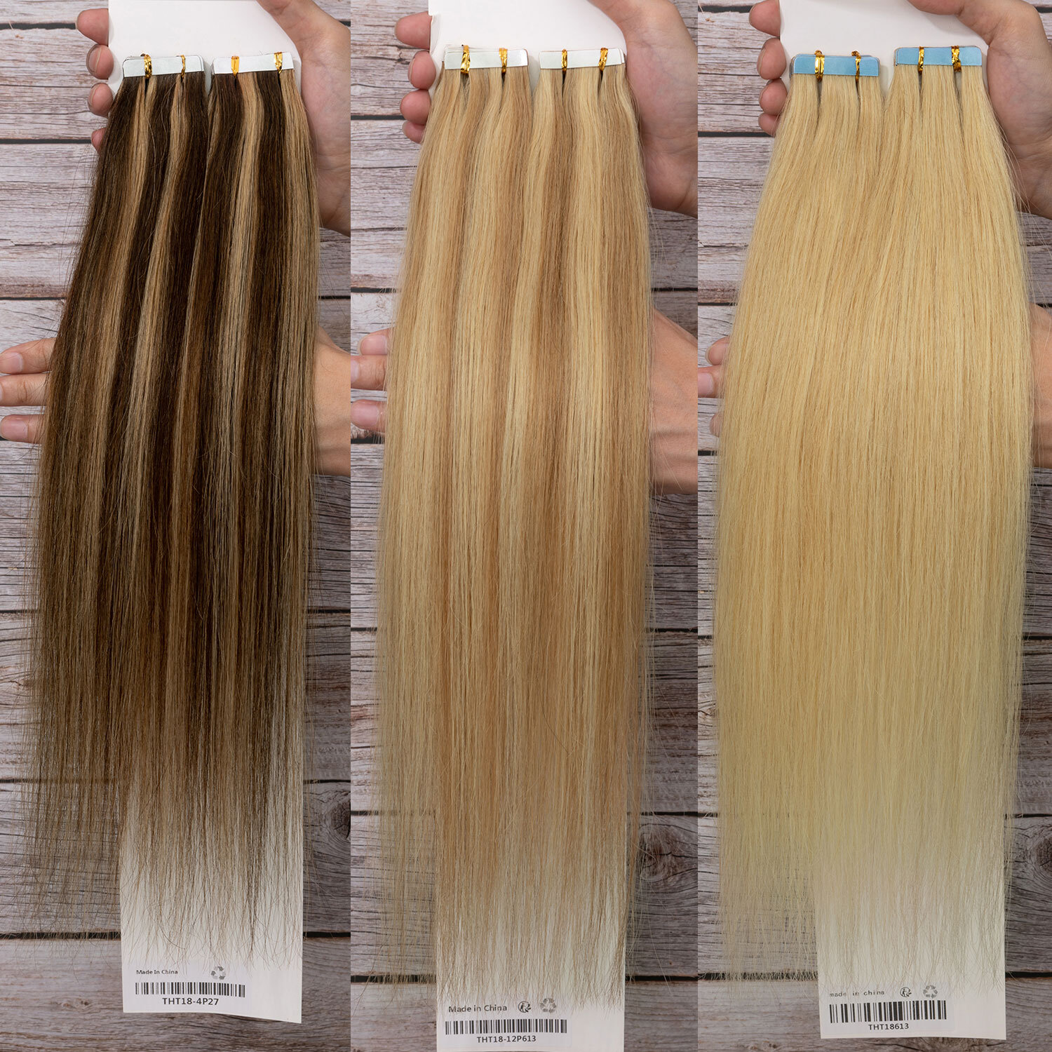 AAAA+ Tape in Hair Extensions 100% Remy Real Human Hair Seamless Skin Weft Ombre