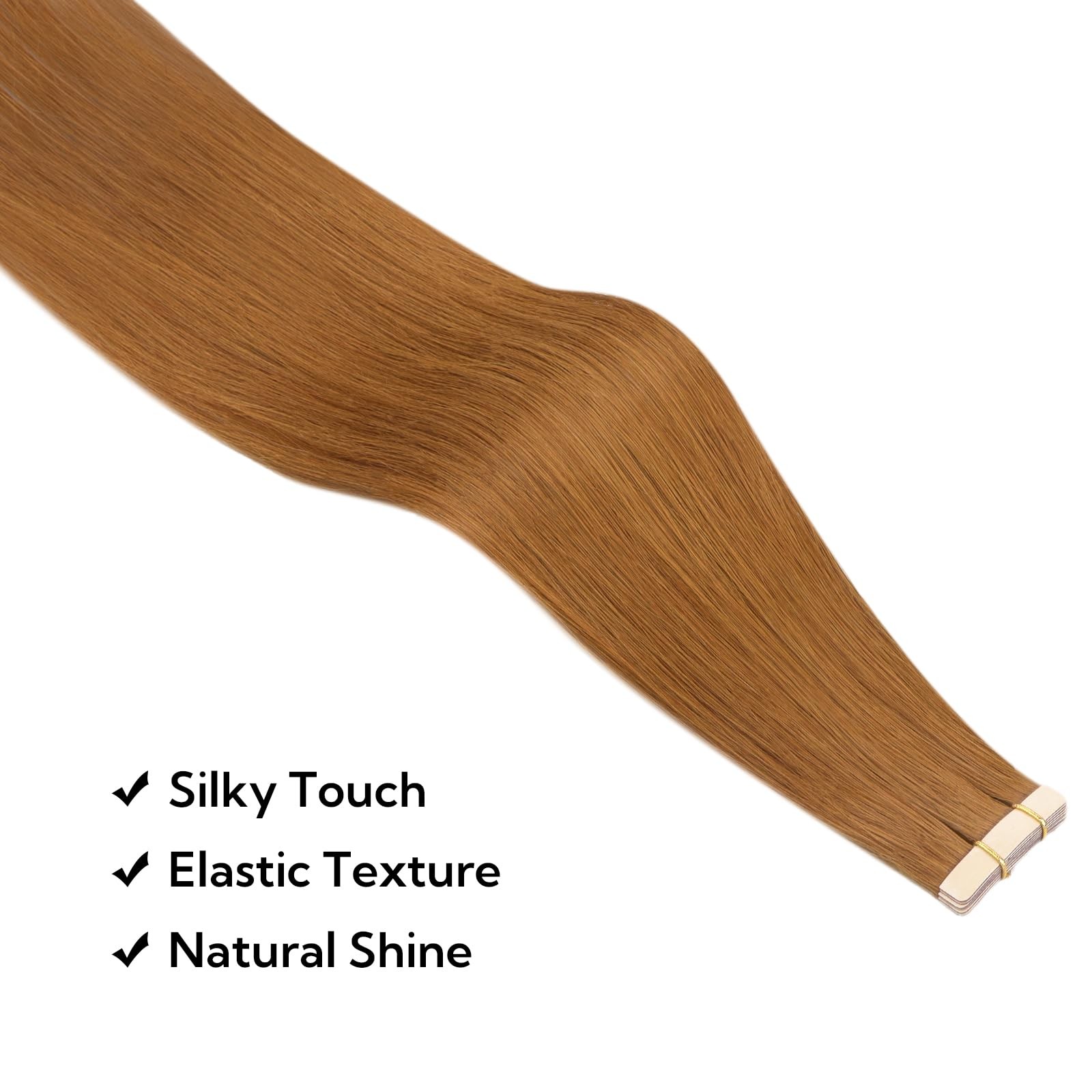Tape-in Hair Extensions, 18 Inch 10pcs 25g Auburn Ginger Straight Remy Human …