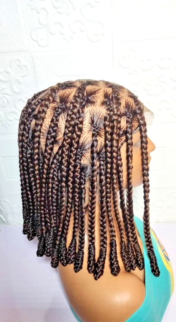 Braided Wig. Large Knotless Braids. Full Lace with Baby Hair. Wrapped Ends