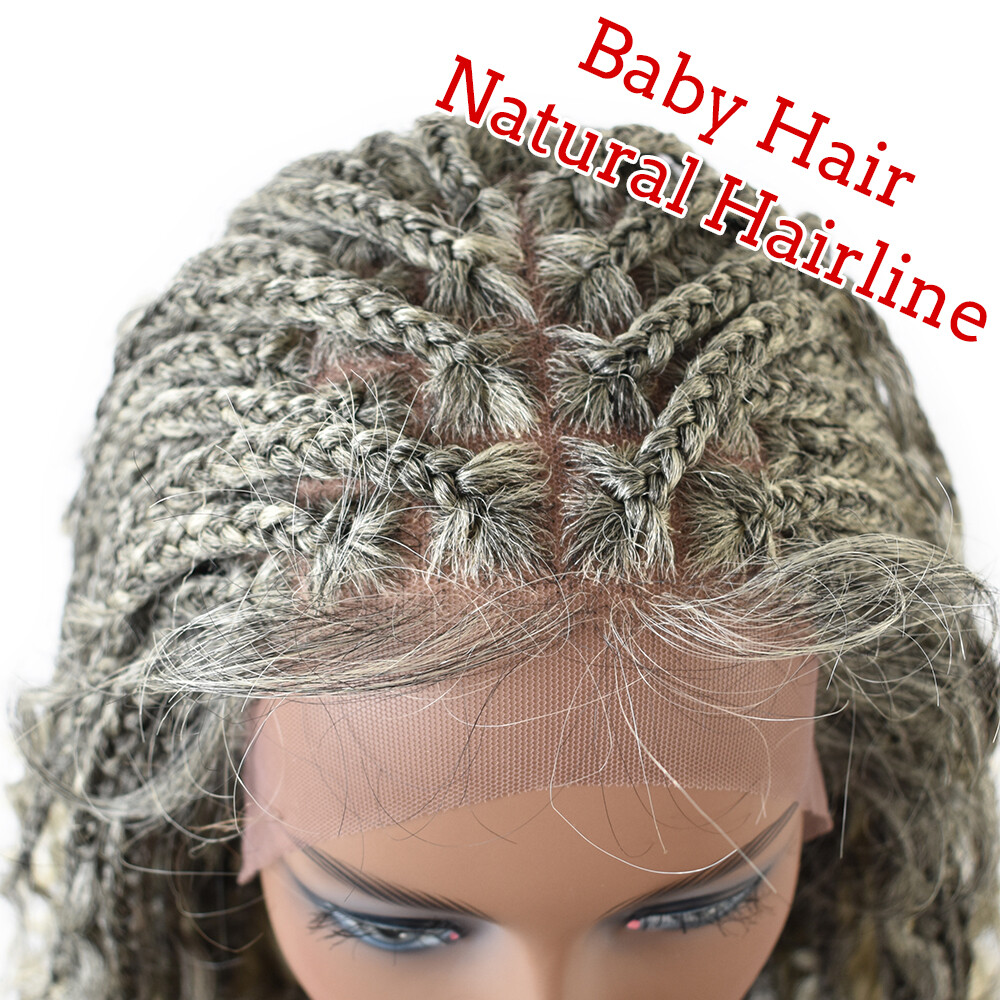 Lace Front Cornrow Hand Braided Lightweight Glueless Women Wig Synthetic Wavy US