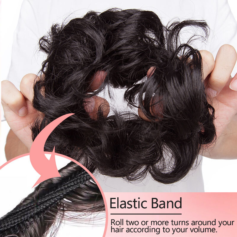 Thin Curly Bun Hair Piece Scrunchie Updo 100% Natural Synthetic Hair Extension