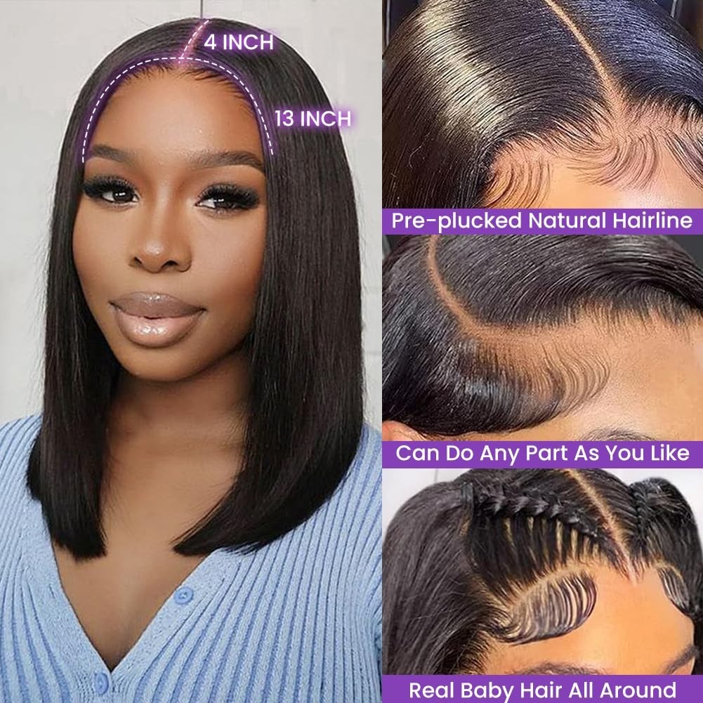 Bob Wig Human Hair 13×4 Lace Front Wig Human Hair Pre Plucked Short Straight Wig